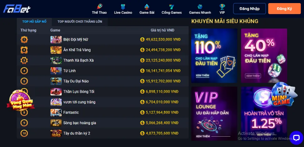 Phần Thưởng VIP Đặc Biệt